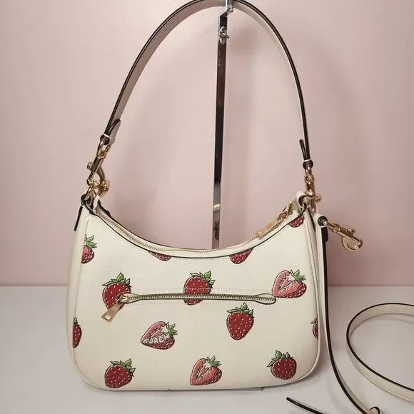 NWT Coach CAL67 Teri Hobo Bag With Strawberry Print Gold/Chalk - Picture 3 of 7
